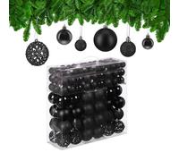 Relaxdays Christmas Baubles Set of 150, Glittering, Matt & Shiny Surfaces, Tree Ornaments, Plastic, ∅ 3, 4 & 6 cm, Black, 7 x 6 x 6 cm