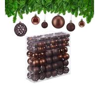 Relaxdays Christmas Baubles Set of 150, Glittering, Matt & Shiny Surfaces, Tree Ornaments, Plastic, ∅ 3, 4 & 6 cm, Brown, 7 x 6 x 6 cm