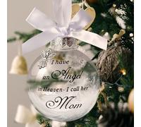 Christmas Baubles, I Have an Angel in Heaven White Personalised Baubles Hanging Memorial Christmas Ornaments for Christmas Tree Decorations (Style1-Mom)