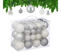 Christmas Baubles Ornaments Decoration Classic Holiday Plastic Silver/White