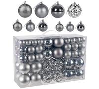 Christmas Baubles Ornaments Set, ilauke 100Pcs Grey Christmas Decorations Baubles - 3/4/6cm Shatterproof Xmas Balls Crafting a Distinctive, Modern Minimalist and Industrial-inspired Decor Ambience
