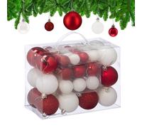 Christmas Baubles Ornaments Tree Decorations Classic Holiday Plastic White/Red