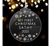 Christmas Baubles Personalised Xmas Tree Acrylic Decorations Customised First Christmas Ornaments Keepsake Gift with Any Word for Daughter Son Wife Husband Family Home 2025 (Round)