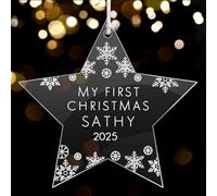 Christmas Baubles Personalised Xmas Tree Acrylic Decorations Customised First Christmas Ornaments Keepsake Gift with Any Word for Daughter Son Wife Husband Family Home 2025 (Star)