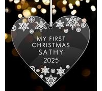 Christmas Baubles Personalised Xmas Tree Acrylic Decorations Customised First Christmas Ornaments Keepsake Gift with Any Word for Daughter Son Wife Husband Family Home 2025 (Heart)