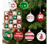 Christmas Baubles Plastic, 16Pcs Christmas Baubles Ornaments Red and Green XMS Balls Ornaments for Tree and Home，Hanging Balls Sets for Christma Tree, Create a Festive Atmosphere