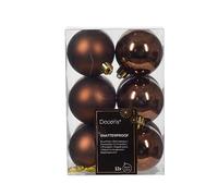 Christmas Baubles Plastic 6 cm x 12 Pieces Christmas Tree Baubles Set Shatterproof Espresso Brown Leather Brown - Chocolate Brown - Chestnut Brown - Copper Brown - Cinnamon