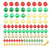 Christmas Baubles Plastic Pack of 100 Red Golden Green 3 Sizes 3 4 6 cm Tree Decoration Set with Threads Christmas Tree Decoration Advent Living Room Window Wreath