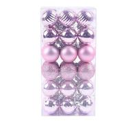 Christmas Baubles Sale Clearance Christmas Tree Bauble Hanging Loop Shatterproof Ornamets Personalised Navy Blue Christmas Decorations, Pink Green White Gold Silver Navy (Pink (36pcs/40mm))