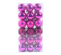 Christmas Baubles Sale Clearance Christmas Tree Bauble Hanging Loop Shatterproof Ornamets Personalised Navy Blue Christmas Decorations, Pink Green White Gold Silver Navy (Hot Pink (36pcs/40mm))