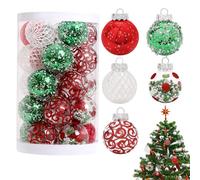 Christmas Baubles Set | 25 Piece Christmas Ornament Kit - Shatterproof Ornaments Set, 2.4 Inch Christmas Seasonal Decorative Baubles Pendants for Home