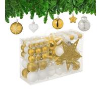 Relaxdays Christmas Baubles Set of 101, Glittering, Tree Decorations, Spheres & Spikes, Plastic, Traditional, Gold, 19 x 20 x 2.5 cm