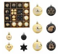 Christmas Baubles Set of 40 Black and Gold Plastic, Diameter 6 cm, with Tree Decorations, Christmas Tree Decorations and Ornaments for Christmas Decoration, Tree Pendant, Christmas Tree, Advent