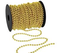 Christmas Bead Garland, 10M/32.8FT Gold Xmas Bead Chain for Christmas Tree Decorations, Artificial Pearl Tinsel for Xmas Hanging Ornaments, Craft, Party Decor
