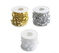 Christmas Bead Garland 10m With Stars Mixed Size Plastic Ornaments | Includes three 10m pearl chains with 8mm 3mm beads and 1.2cm stars Lightweight flexible plastic for DIY holiday