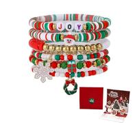 Christmas Beaded Bracelet, Preppy Heishi Bracelets MERRY Letter Stack Vinyl Disc Beads Surfer Stretch Bracelet XMAS Party Decor Festive Cosplay Jewelry Gifts for Her Him, 7-14cm / 2.7-5.5 inches, Clay