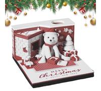 Christmas Bear 3D Tear Away 2026 Calendar, 3D Paper Sculpture Art Notepad Calendar, Tear-away Paper Carving Art Memo Pad, Cartoon Weekly Planner for for Home Desktop Decoration