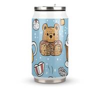 Christmas Bear Cakes Dessert Insulated Tumbler Coffee Mug Cup Water Bottle for Travel Home Office 300ml