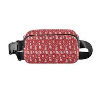 Christmas Bear Candy Holly Leaves Red Fashionable Fanny Waist Pack for Men Women Waterproof Running Belt Bag Waist Pack with Adjustable Strap for Travel Shopping Running, Christmas bear candy holly