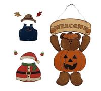 Christmas Bear Decoration | Festive Decoration as a Keepsake with 3 Clothes Sets | Outdoor Christmas Bear Welcome Sign | for Family and Holidays, for Autumn Doors, Fireplace, Entrance, Garden, H