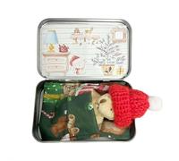 Christmas Bear in a Box, Little Pocket Bear with Blanket and Hat, Pocket B-ear Hug Mini WorryBear Plush, Worry TinyBear in a Box, Cute Support Gift for Friends, Travel Buddy