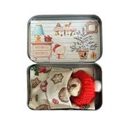 Christmas Bear in a Box, Little Pocket Bear with Blanket and Hat, Pocket B-ear Worry WorryBear Plush, Hug TinyBear Mini in