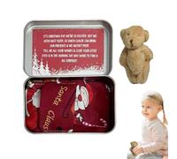 Christmas Bear in Tin - Small Christmas Bear in Box ,Small Bear in Plush Box, Bear Dolls