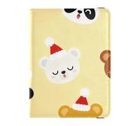 Christmas Bear Pattern Passport Holder for Travel with Credit Card Holder Slots RFID Passport Book Holders PU Leather Travel Accessories for Women Men