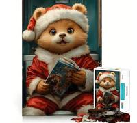 Christmas Bear Reading 1000 Piece Jigsaw Puzzles for Adults Stress Free DownTime Game Enjoyable Challenge Nice Art (38x52cm)
