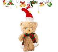 Christmas Bear Stuffed Animal, Christmas Bear Plush - Brown White Bear, 6.3 Inch Sweet Cake Decoration, Party Supplies for Birthday, New Festival