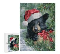 Christmas Bear with Santa Hat Puzzle 1000 Teile Schwer Puzzle Spielzeug Lernspiel Impossible Herausforderungsspielzeug Für Erwachsene Kinder 500 PCS
