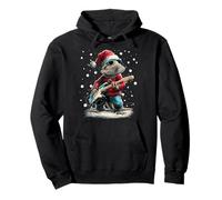 Christmas Bearded Dragon Playing Guitar Musician Animal Pullover Hoodie