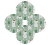 Christmas Bears Trees Round Placemats Set of 4 Place Mats Washbale Table Placemat Round Heat Resistant Table Mats for Kitchen Home Restaurant