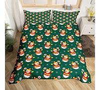 Christmas Bedding Duvet Cover Set Kids Cartoon Snowman Bedding Set Snowflake Xmas Theme Comforter Cover Set for Boys Room Decor Lightweight New Year Bedspread Cover Single Size With 1 Pillow Case