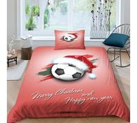 Christmas Bedding Set 2 Piece Duvet Cover Set with Zipper Closure,3D Printed Bed Football Christmas Tree Comforter Cover Luxury Quality Reversible Quilt Cover Boys Girls Easy Care Single（135x200cm）