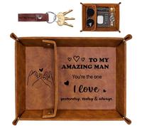 Christmas Bedside Organiser Gifts for Him Husband from Wife, Leather Valet Tray I Love You Secret Santa Xmas Gift Set for Mens Boyfriend, Advent Calendar Presents Nightstand Tray for Mens Accessories