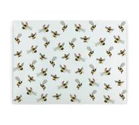 Christmas Bees Glass Chopping Board - Festive Xmas Bumblebees Rectangular Large Worktop Protector - Smooth Board Kitchen Cutting Board Worktop Saver with Non-Slip Feet 39cm x 28.5cm (15" x 11")