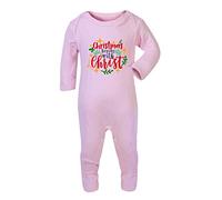 Christmas Begins with Christ [BCX] Baby Romper Jumpsuit with feet, 6-12 Months, Pastel Pink