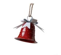 Christmas Bell, 20cm Festive Iron Art Bell Ornament Christmas Tree Hanging Craft Holiday Party Gifts Red Green(Red)