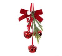 Christmas Bell Bow Ornament 17cm Red Gold Hanging Tree Decor Pinecones | Crafted from ABS and simulated branches Features striped and polka-dot accents For trees mantels doors or party spaces