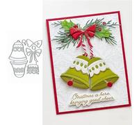 Christmas Bell Bow Pine Metal Die Cuts, Merry Bowtie Flower Leaf Cutting Dies Cut Stencils for DIY Invitation Card Scrapbooking Album Decorative Embossing Paper Making, silver (Sznilindm-001)