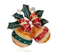 Christmas Bell Brooch Jingle Bell Brooch Charm Crystal Christmas Enamel Brooch Pin Crystal Brooch Pin Accessories Gift Christmas Jewelry for Women Xmas Decoration