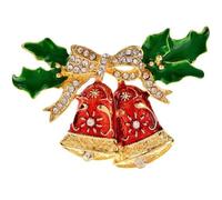 Christmas Bell Brooches Pins Cute Lapel Pins New Year Rhinestone Pins Bells Brooch Jewelry Gift for Women and Men