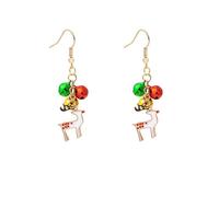 Christmas Bell Dangle Earrings for Women Red Green Enamel Xmas Santa Clus Snowman Statement Dangling Drop Fish Hook Studs Earring Cute Lovely Ball Bells Festival Party Ligthweight Jewelry (Elk)