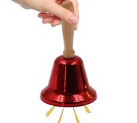 Christmas Bell Decoration | Rustic Wooden Handle Bells | Traditional Metal Rattle for Table, Fireplace, Workplace and Store - Country House Style Festive Decor