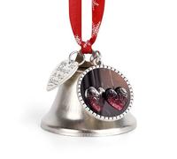 Christmas Bell Heart Shaped Necklace Jingle Bell with Love Pendant Christmas Ornament Metal Vintage Bells Christmas Tree Hanging for Holiday Party Decoration