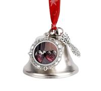 Christmas Bell Heart Shaped Necklace Jingle Bell with Wing Pendant Christmas Ornament Metal Vintage Bells Christmas Tree Hanging for Holiday Party Decoration