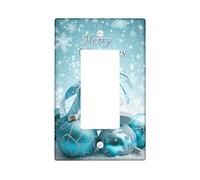 Christmas Bell Light Switch Cover Plate/Outlet Covers, Blue Snowflakes for Holiday, Winter Home Decor for Living Room, Standard Size Single Rocker