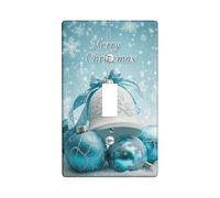 Christmas Bell Light Switch Cover Plate/Outlet Covers, Blue Snowflakes for Holiday, Winter Home Decor for Living Room, Standard Size Single Toggle