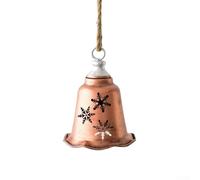 Christmas Bell Ornament with Vintage Metal Finish and Snowflake Design, Jute Hanger for Winter Holiday For Home Display (Copper snowflakes)